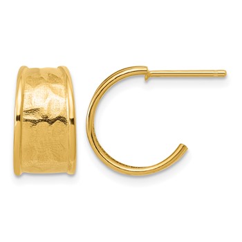 Leslie's 14K Polished and Hammered J-Hoop Earrings