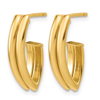 Leslie's 14K Polished and Grooved J-Hoop Earrings — alternate view