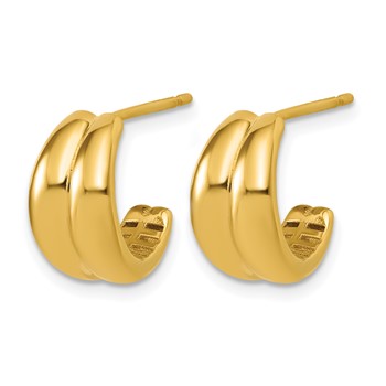 Leslie's 14K Polished Grooved J-Hoop Post Earrings — alternate view