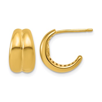 Leslie's 14K Polished Grooved J-Hoop Post Earrings