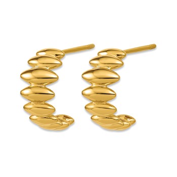 Leslie's 14K Polished and Grooved J-Hoop Post Earrings — alternate view