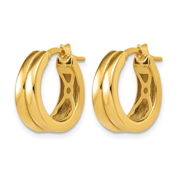 Leslie's 14K Polished Grooved Round Hoop Earrings — alternate view