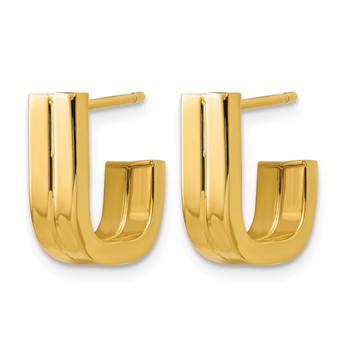 Leslie's 14K Grooved J Hoop Post Earrings — alternate view
