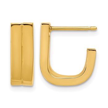 Leslie's 14K Grooved J Hoop Post Earrings