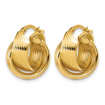 Leslie's 14K Polished Grooved and Twisted Hoop Earrings — alternate view