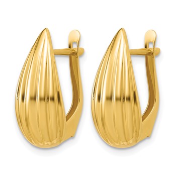 Leslie's 14K Polished Grooved Omega Back Earrings — alternate view