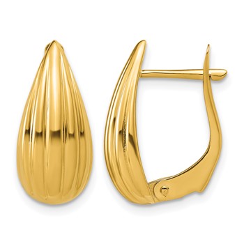Leslie's 14K Polished Grooved Omega Back Earrings