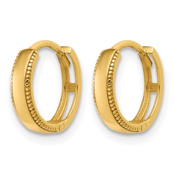 Leslie's 14K Polished Textured Huggie Hoop Earrings — alternate view