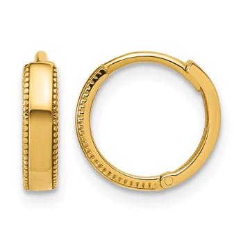 Leslie's 14K Polished Textured Huggie Hoop Earrings