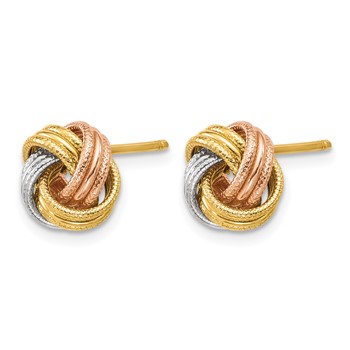 Leslie's 14K Tri-color Love Knot Polished and Textured Post Earrings — alternate view