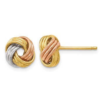 Leslie's 14K Tri-color Love Knot Polished and Textured Post Earrings