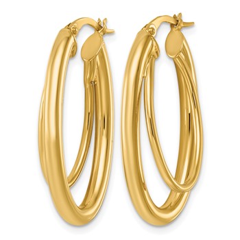 Leslie's 14K Polished Double Oval Hoop Earrings — alternate view