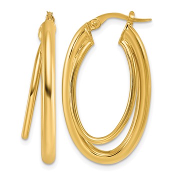 Leslie's 14K Polished Double Oval Hoop Earrings