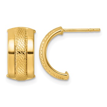 Leslie's 14K Polished and Textured J-Hoop Earrings