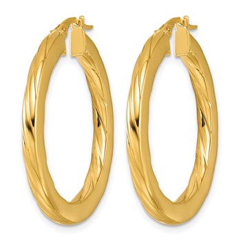 Leslie's 14K Polished and Grooved-Inside Hoop Earrings — alternate view