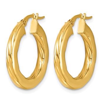 Leslie's 14K Polished and Grooved-Inside Hoop Earrings — alternate view