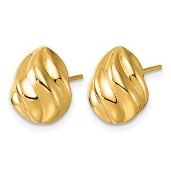 Leslie's 14K Polished Grooved Puffed Post Earrings — alternate view