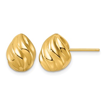 Leslie's 14K Polished Grooved Puffed Post Earrings