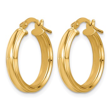 Leslie's 14K Polished and Grooved Round 3.75mm Hoop Earrings — alternate view