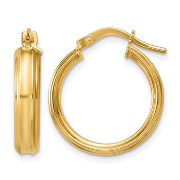 Leslie's 14K Polished and Grooved Round 3.75mm Hoop Earrings