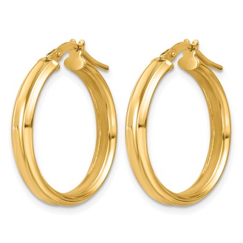 Leslie's 14K Polished and Grooved Round 3.75mm Hoop Earrings — alternate view