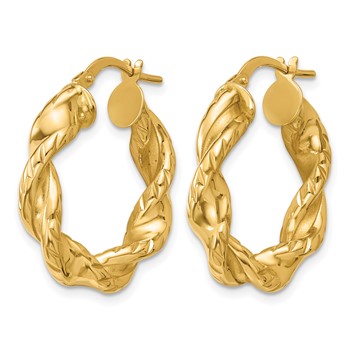 Leslie's 14K Polished and Twisted Round Hoop Earrings — alternate view