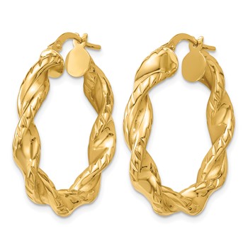 Leslie's 14K Polished and Twisted Round Hoop Earrings — alternate view
