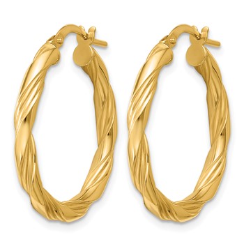 Leslie's 14K Polished and Grooved Twist Round Hoop Earrings — alternate view