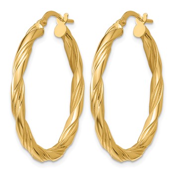 Leslie's 14K Polished and Grooved Twist Round Hoop Earrings — alternate view
