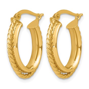 Leslie's 14K Polished and Twisted Oval Hoop Earrings — alternate view