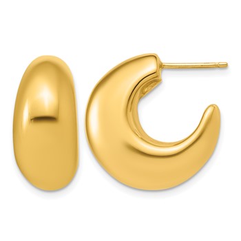 Leslie's 14K Polished Hollow Puffed J-Hoop Earrings