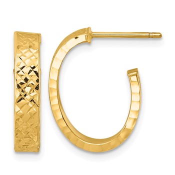 Leslie's 14K Polished and Diamond-cut J-Hoop Post Earrings