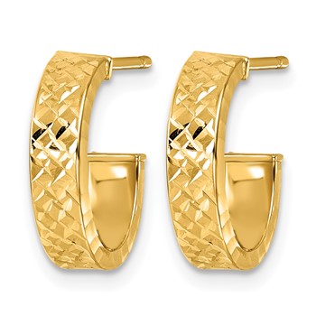 Leslie's 14K Polished and Diamond-cut J-Hoop Post Earrings — alternate view