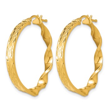 Leslie's 14K Polished Diamond-cut and Twist Hoop Earrings — alternate view