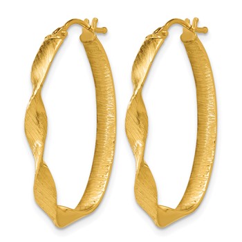 Leslie's 14K Polished and Brushed Twist Oval Hoop Earrings — alternate view