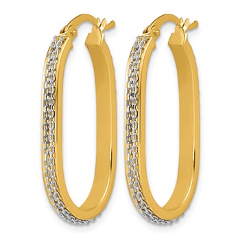 Leslie's 14K w/ White Rhodium Polished Link Pattern Hoop Earrings — alternate view