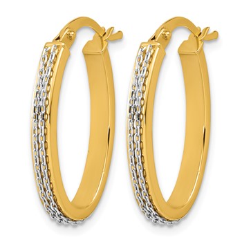 Leslie's 14K w/ White Rhodium Polished Link Pattern Hoop Earrings — alternate view