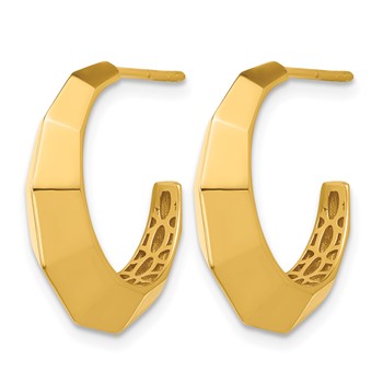 Leslie's 14K Polished and Faceted J-Hoop Earrings — alternate view