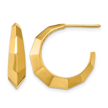 Leslie's 14K Polished and Faceted J-Hoop Earrings
