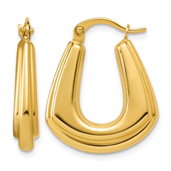 Leslie's 14K Polished Grooved Hoop Earrings