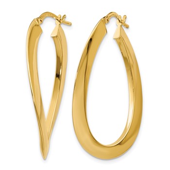 Leslie's 14K Polished Twisted Oval Hoop Earrings — alternate view
