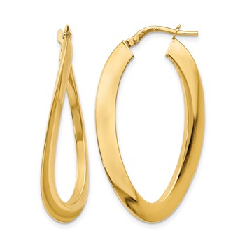 Leslie's 14K Polished Twisted Oval Hoop Earrings