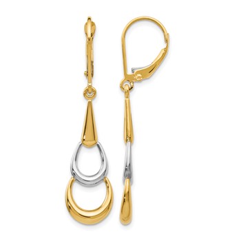 Leslie's 14K Two-tone Polished Leverback Earrings