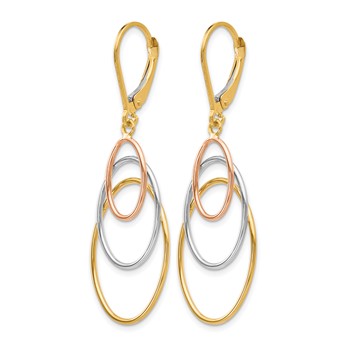 Leslie's 14K Tri-color Leverback Earrings — alternate view