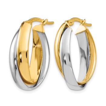 Leslie's 14K Two-tone Polished Double Oval Hoop Earrings — alternate view