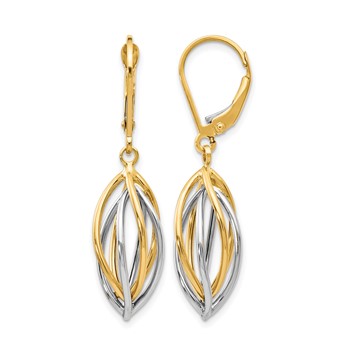 Leslie's 14K Two-tone Polished Leverback Earrings