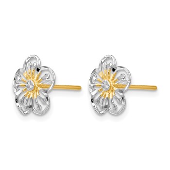 Leslie's 14K w/White Rhodium Polished and D/C Post Earrings — alternate view