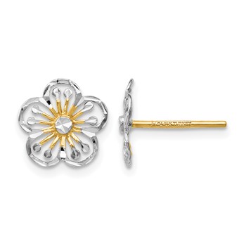 Leslie's 14K w/White Rhodium Polished and D/C Post Earrings