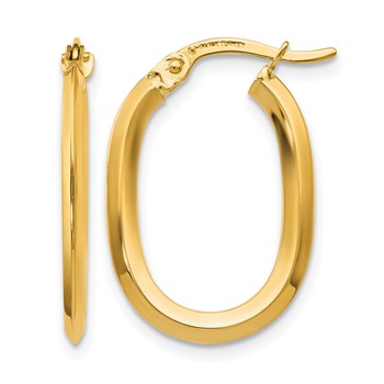 Leslie's 14K Polished Oval Hinged Hoop Earrings