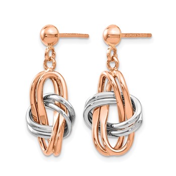 Leslie's 14K Two-tone Rose and White Polished Post Dangle Earrings — alternate view